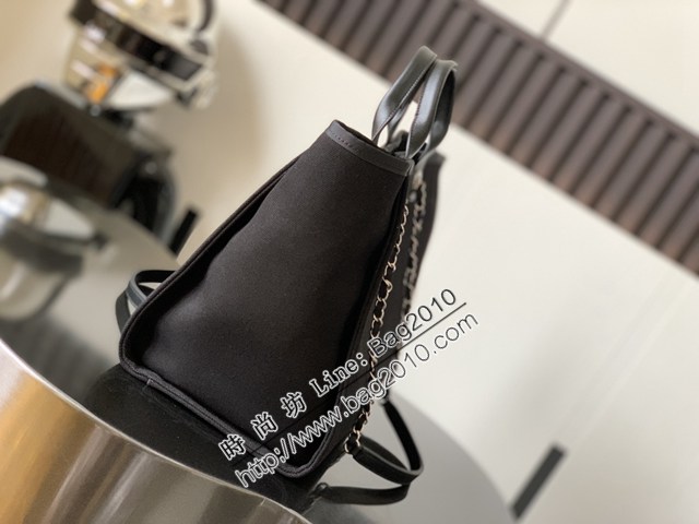 Chanel專櫃新款tote bag女包 香奈兒春夏新款珍珠字母logo帆布沙灘包 djc6868